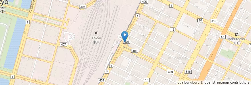 Mapa de ubicacion de 八重洲地下街簡易郵便局 en Japão, Tóquio, 千代田区, 中央区.
