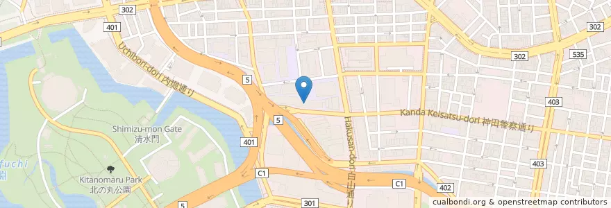 Mapa de ubicacion de 共立女子大学（国際文化学部） en ژاپن, 東京都, 千代田区.
