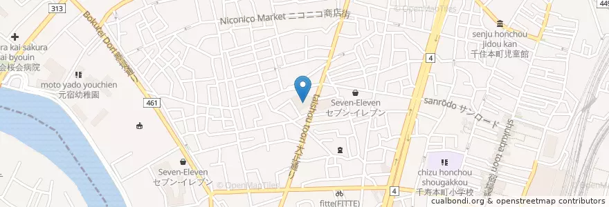 Mapa de ubicacion de 勝楽堂病院 en Japonya, 東京都, 足立区.