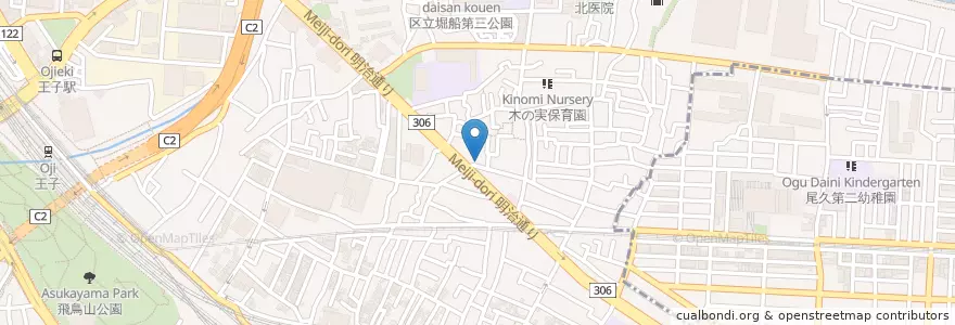 Mapa de ubicacion de 北堀船郵便局 en 日本, 東京都, 北区.