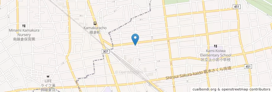 Mapa de ubicacion de 北小岩六郵便局 en Japonya, 東京都.