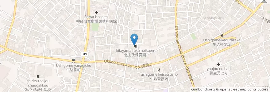 Mapa de ubicacion de 北山伏保育園 en ژاپن, 東京都, 新宿区.