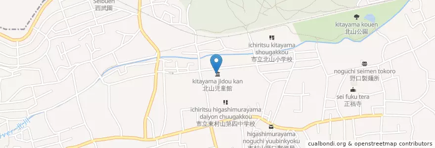 Mapa de ubicacion de 北山児童館 en Japan, Tokyo, Higashimurayama.