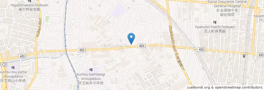 Mapa de ubicacion de 北新宿三郵便局 en Japan, Tokio, 新宿区.
