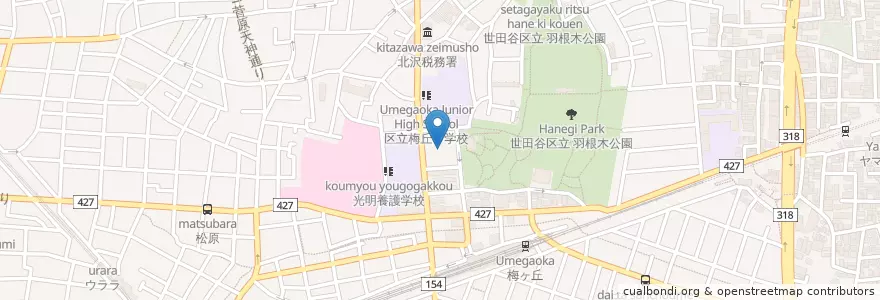 Mapa de ubicacion de 北沢警察署 en 日本, 東京都, 世田谷区.