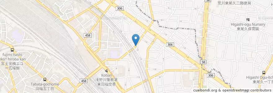 Mapa de ubicacion de 北田端新町郵便局 en Japão, Tóquio, 北区.