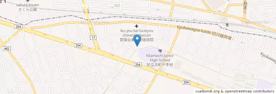Mapa de ubicacion de 北町保育園 en Jepun, 東京都, 練馬区.