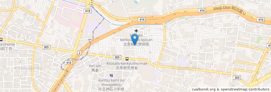 Mapa de ubicacion de 北里大学（薬学部） en Japón, Tokio, Minato.