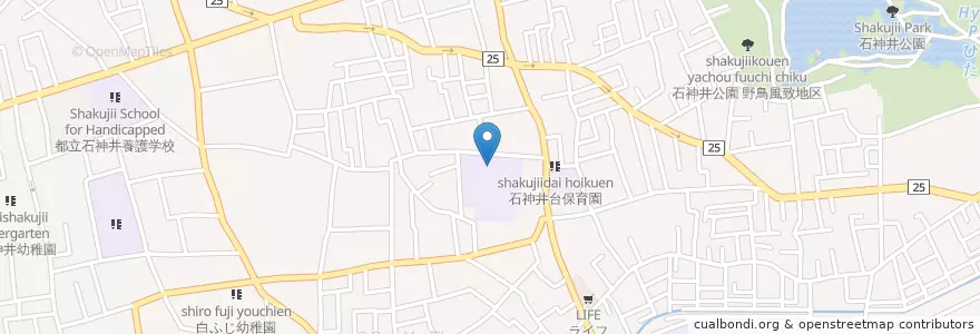 Mapa de ubicacion de 上石神井北小学校 en 日本, 東京都, 練馬区.