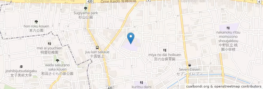 Mapa de ubicacion de 中野区立 中野本郷小学校 en Japan, Tokio, 中野区.