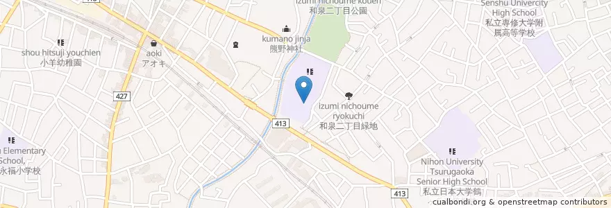 Mapa de ubicacion de 杉並和泉学園　和泉中学校 en Japão, Tóquio, 杉並区.