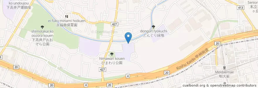 Mapa de ubicacion de 旧区立永福南小学校 en Japan, Tokio, 杉並区.