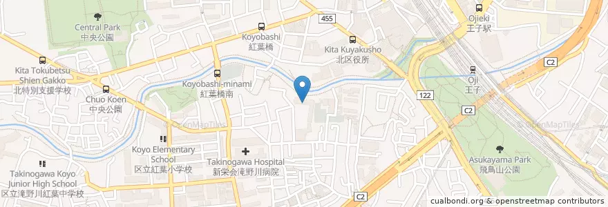 Mapa de ubicacion de 北区役所 瀧野川分庁舎 en 日本, 東京都, 北区.