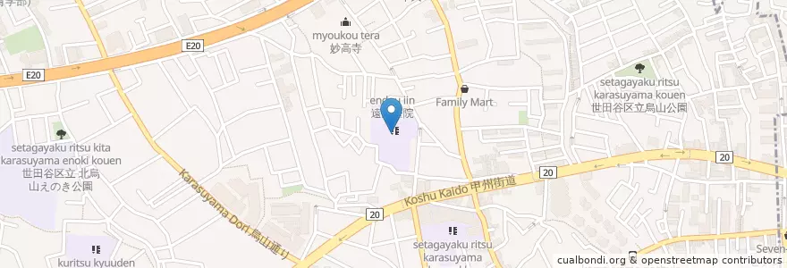 Mapa de ubicacion de 世田谷区立 烏山北小学校 en Japón, Tokio, Setagaya.