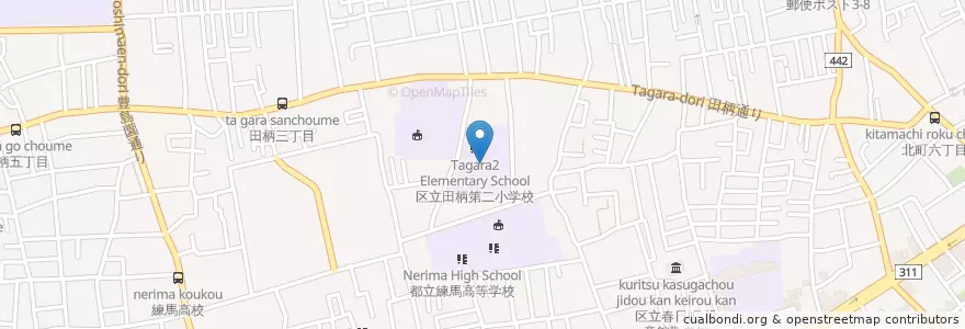 Mapa de ubicacion de 練馬区立 田柄第二小学校 en Япония, Токио, Нерима.