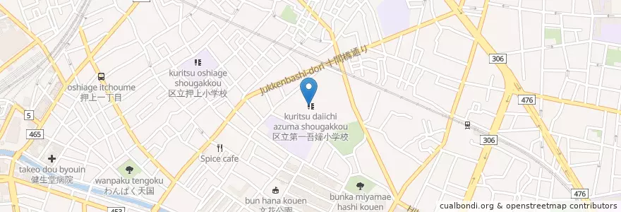 Mapa de ubicacion de 区立第一吾嬬小学校 en Japan, Tokyo, Sumida.