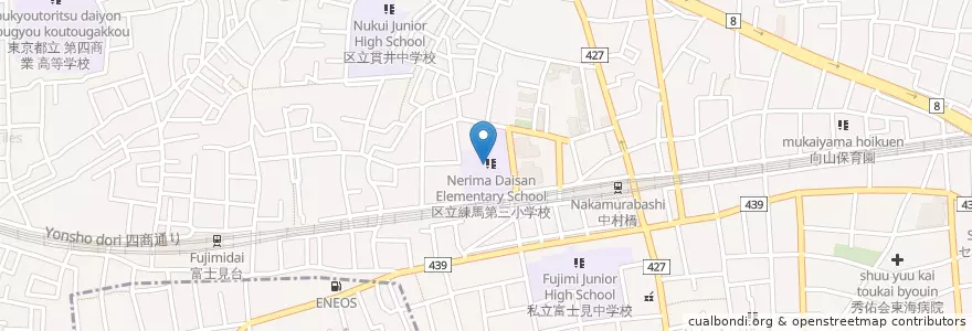 Mapa de ubicacion de 練馬区立 練馬第三小学校 en Japón, Tokio, Nerima.
