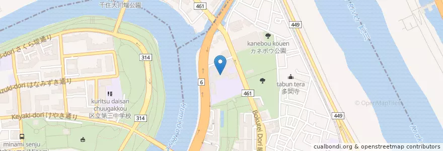 Mapa de ubicacion de 旧墨田区立 鐘淵中学校 en Japão, Tóquio.