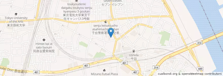 Mapa de ubicacion de 千住あずま児童館 en 日本, 東京都, 足立区.