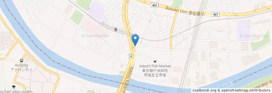 Mapa de ubicacion de 千住河原郵便局 en اليابان, 東京都.