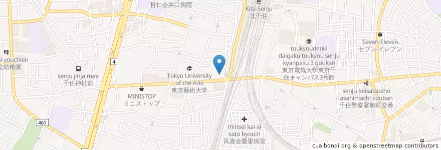 Mapa de ubicacion de 千住警察署 en 일본, 도쿄도, 足立区.