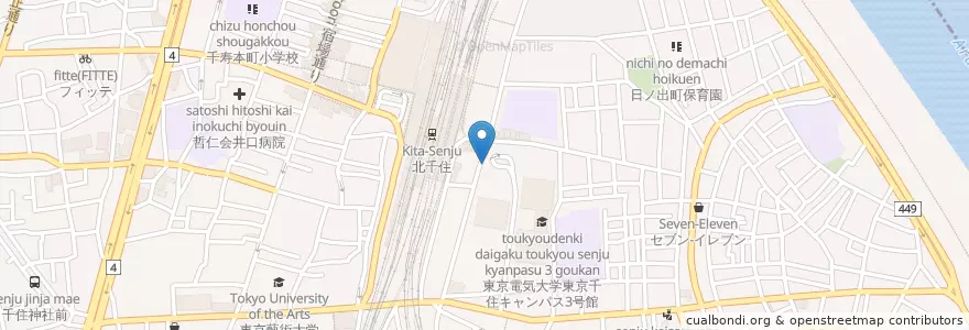 Mapa de ubicacion de 千住警察署北千住駅東口交番 en Japonya, 東京都, 足立区.