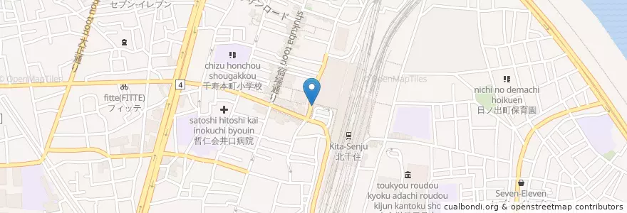 Mapa de ubicacion de 千住警察署北千住駅西口交番 en Giappone, Tokyo, 足立区.