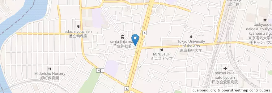 Mapa de ubicacion de 千住警察署 大師道交番 en Japão, Tóquio, 足立区.