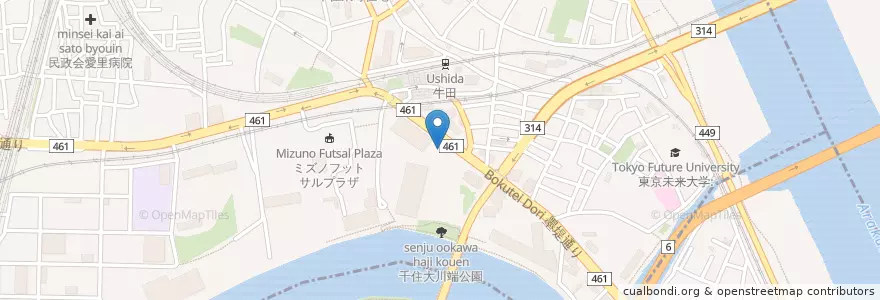 Mapa de ubicacion de 千住警察署曙町交番 en 일본, 도쿄도, 足立区.