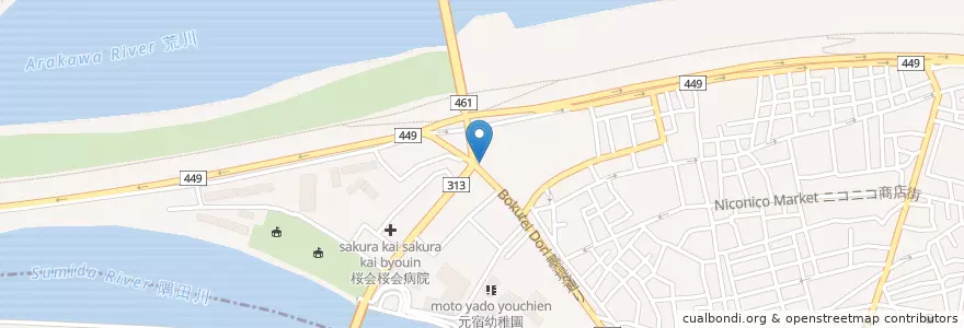 Mapa de ubicacion de 千住警察署 桜木町交番 en ژاپن, 東京都, 足立区.