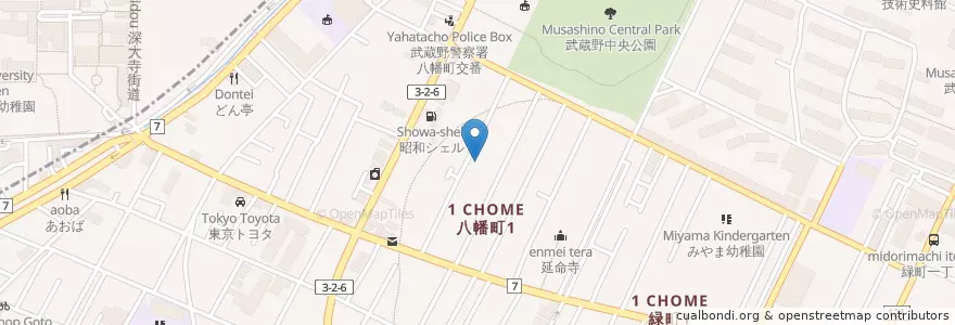 Mapa de ubicacion de 千川保育園 en Jepun, 東京都, 武蔵野市.