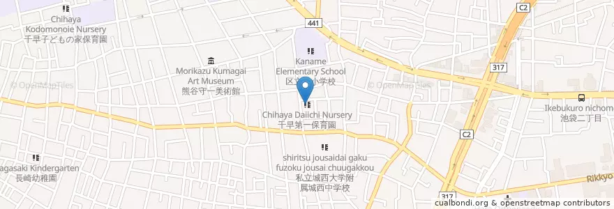 Mapa de ubicacion de 千早第一保育園 en Japonya, 東京都, 豊島区.