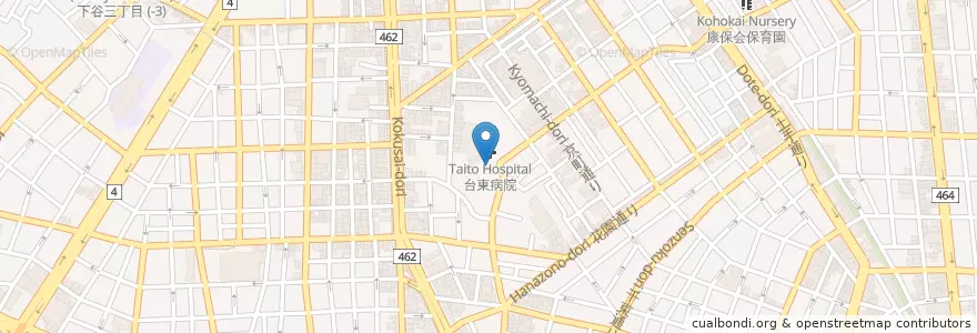Mapa de ubicacion de 千束児童館 en 日本, 東京都, 台東区.