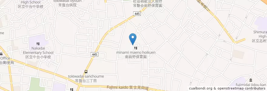 Mapa de ubicacion de 南前野児童館 en Japonya, 東京都, 板橋区.