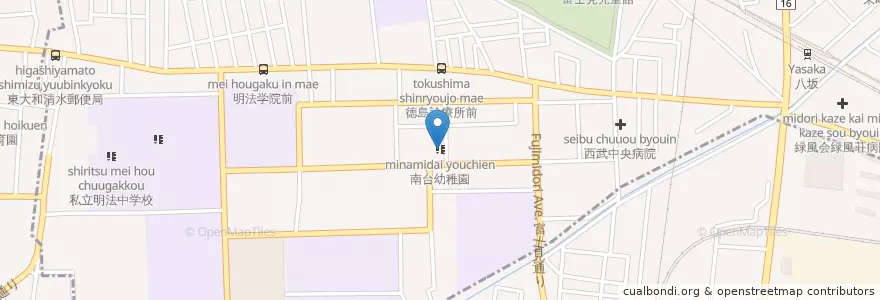 Mapa de ubicacion de 南台幼稚園 en 日本, 東京都, 東村山市.