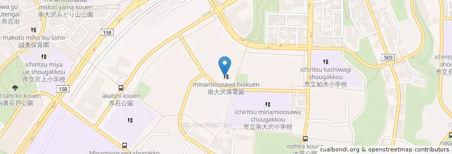 Mapa de ubicacion de 南大沢保育園 en Japan, 東京都, 八王子市.