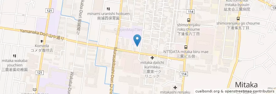 Mapa de ubicacion de 南浦東保育園 en Japon, Tokyo, 三鷹市.