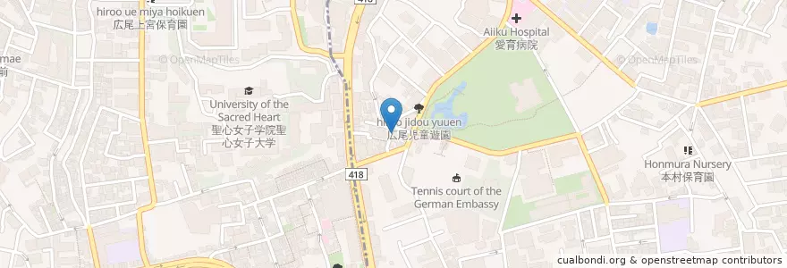 Mapa de ubicacion de 南麻布五郵便局 en ژاپن, 東京都, 港区.