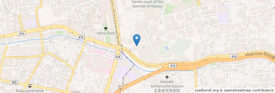 Mapa de ubicacion de 南麻布保育園 en Japón, Tokio, Minato.