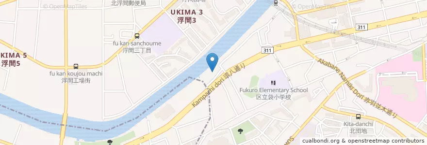 Mapa de ubicacion de 浮間中央病院 en Japan, 東京都, 北区.