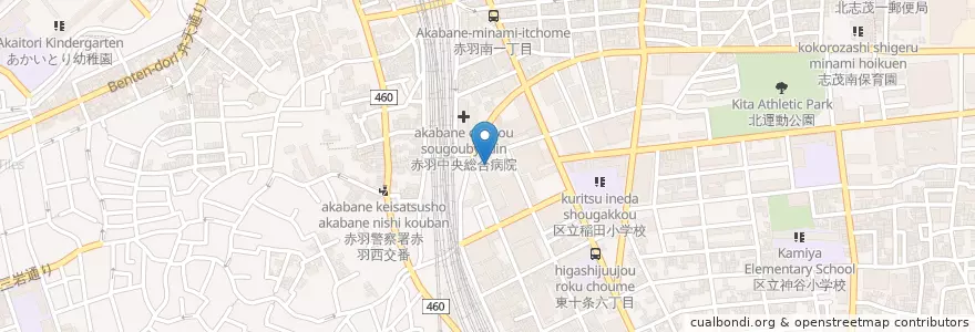 Mapa de ubicacion de 赤羽中央総合病院 en 日本, 東京都, 北区.