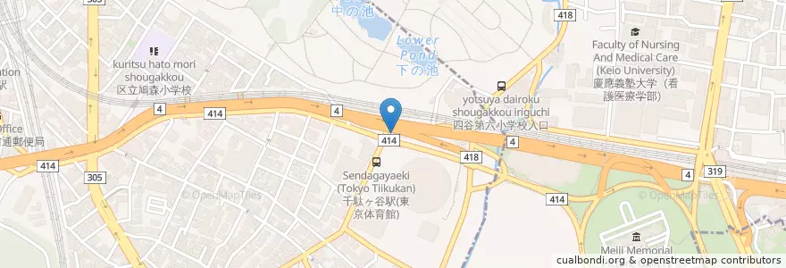 Mapa de ubicacion de 原宿警察署千駄ヶ谷駅前交番 en Japon, Tokyo, 渋谷区.