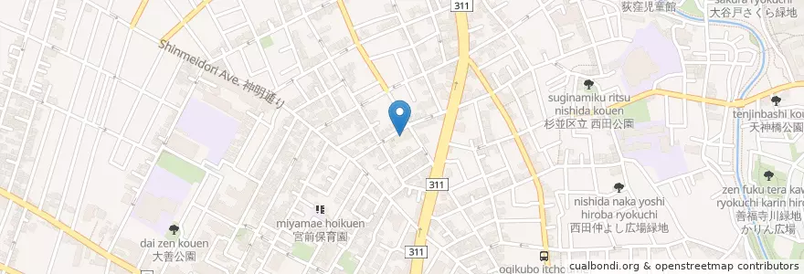 Mapa de ubicacion de 双百合幼稚園 en Japon, Tokyo, 杉並区.