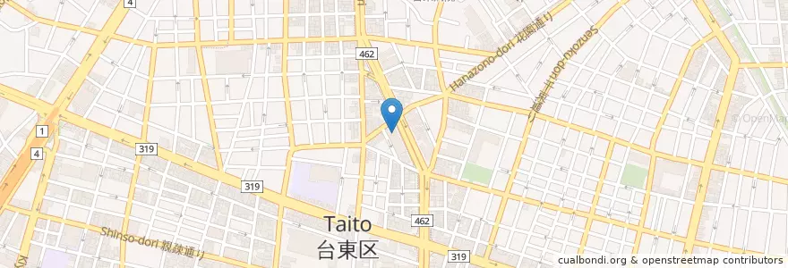 Mapa de ubicacion de 台東千束郵便局 en ژاپن, 東京都, 台東区.