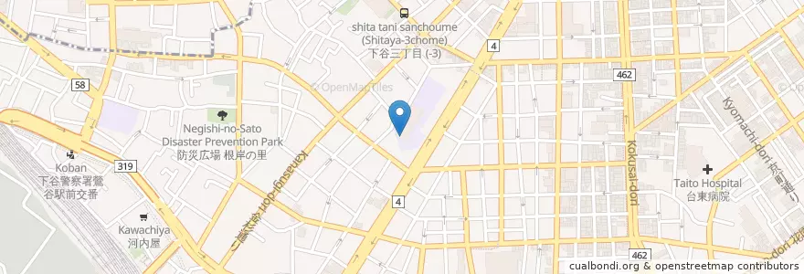 Mapa de ubicacion de 台東幼稚園 en ژاپن, 東京都, 台東区.