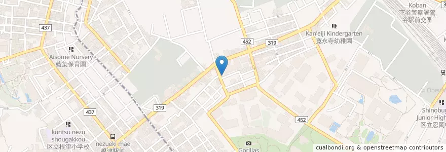 Mapa de ubicacion de 台東桜木郵便局 en 日本, 東京都, 台東区.