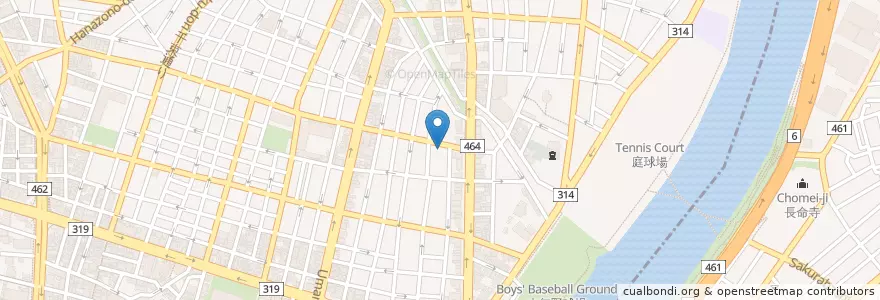 Mapa de ubicacion de 台東聖天前郵便局 en 日本, 东京都/東京都, 台東区.