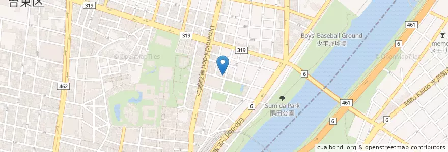 Mapa de ubicacion de 台東花川戸郵便局 en Japão, Tóquio, 台東区.