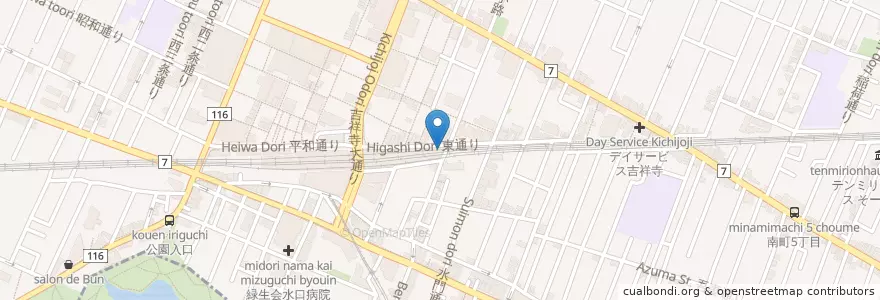 Mapa de ubicacion de アトレ吉祥寺内郵便局 en 日本, 東京都, 武蔵野市.