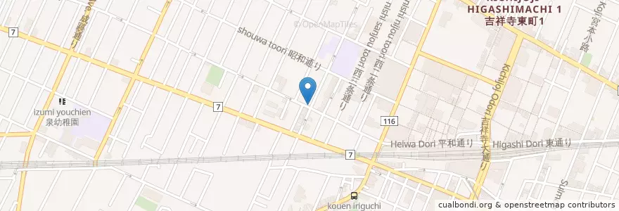 Mapa de ubicacion de 吉祥寺本町二郵便局 en 日本, 东京都/東京都, 武蔵野市.